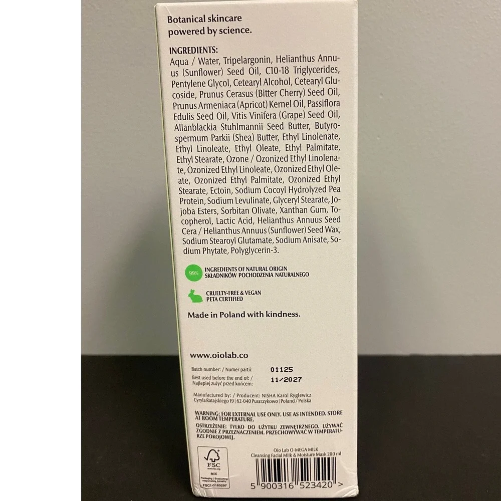 Oio Lab O-Mega Milk Cleansing Facial‎ & Moisture Mask